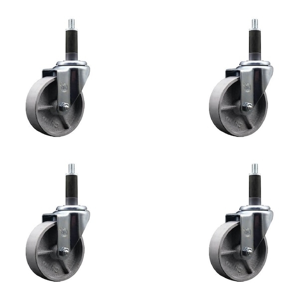 4'' Semi Steel Wheel Swivel 1'' Expanding Stem Caster Set, 4PK